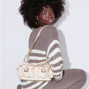 NWT PINK Nylon Cargo Shoulder / Crossbody Bag with Adjustable Straps